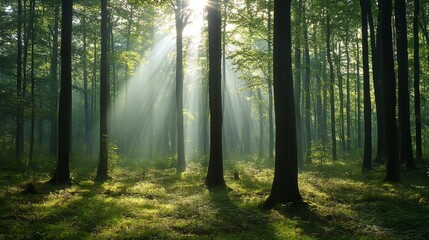 Forest Sunlight Filtering Moment with Filtering with Through