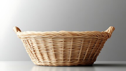Obraz premium Wicker basket rests against white backdrop