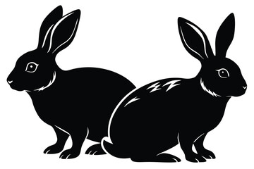 Obraz premium wildlife silhouette collection greeting rabbit vector element