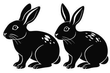 Obraz premium wildlife silhouette collection greeting rabbit vector element
