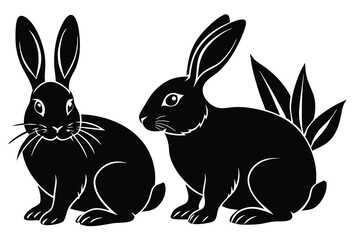 Obraz premium wildlife silhouette collection greeting rabbit vector element