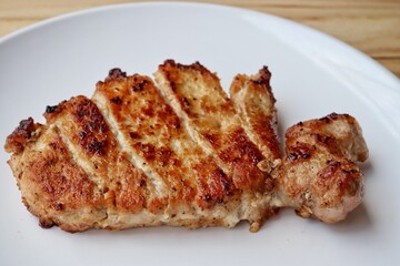 Pork steak grilled barbecue on the plate