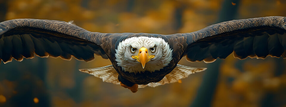 Close-up of Bald Eagle Soaring in Flight - Realistic Image