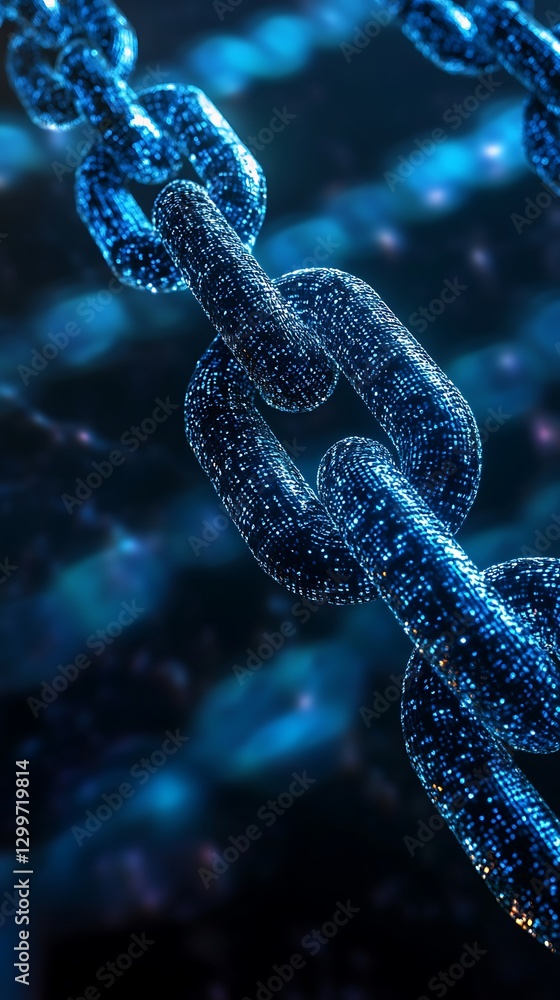 Poster cybersecurity blockchain technology with glowing data high resolution wallpaper