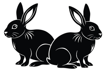 Obraz premium Set of silhouettes of rabbits