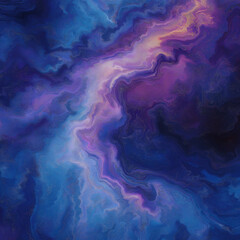 Fototapeta premium Celestial River: Wavy Golden Light through Deep Blue and Dark Blue Space.