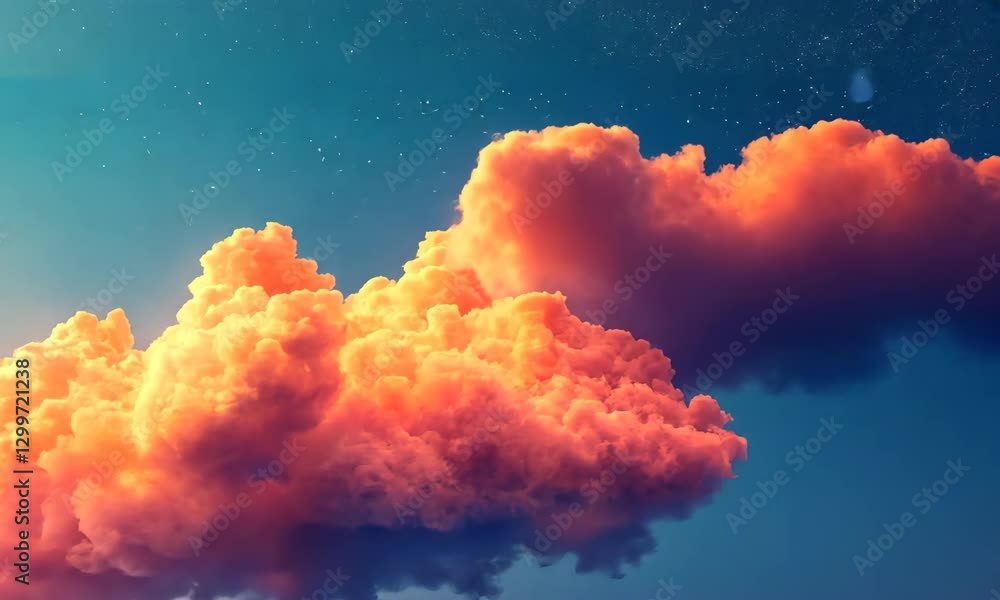 Poster vibrant cloudscape with a dreamy gradient sky and a soft, ethereal glow in a twilight atmosphere