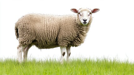 Obraz premium Meadow Sheep Isolated Moment with Sheep with Meadow