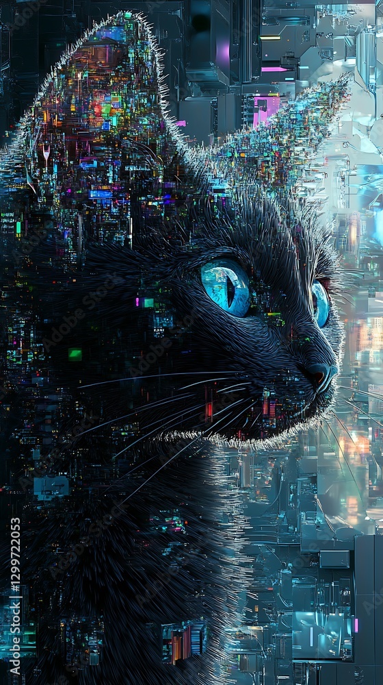 Aufkleber futuristic computing wallpaper showcasing high-speed processors and digital networks high resolution