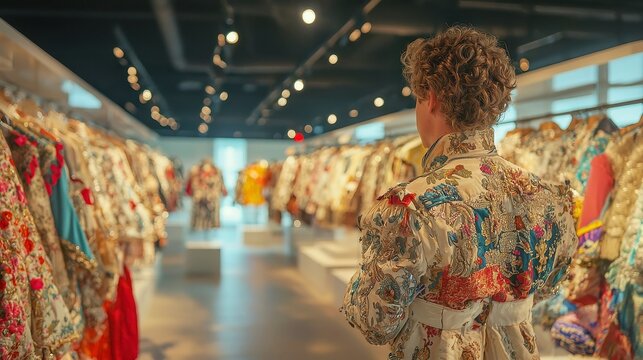 Luxury Fashion Auction Ã¢â‚¬â€œ A collector bids on rare designer pieces. , free space, realistic photography, natural lighting