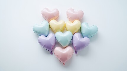 Fototapeta premium Pastel Heart Balloons on White Background