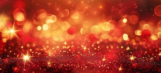 Red And Gold Glitter Lights Festive Sparkle Background