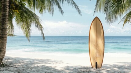 Beach Surfboard Isolated View with Beach with White