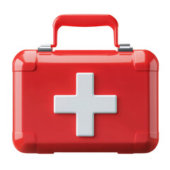 Obraz premium Shiny first aid kit with cross for emergencies and medical treatment