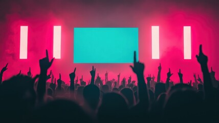 Fototapeta premium Energetic music concert audience nightclub venue event photography colorful lighting close-up view vibes