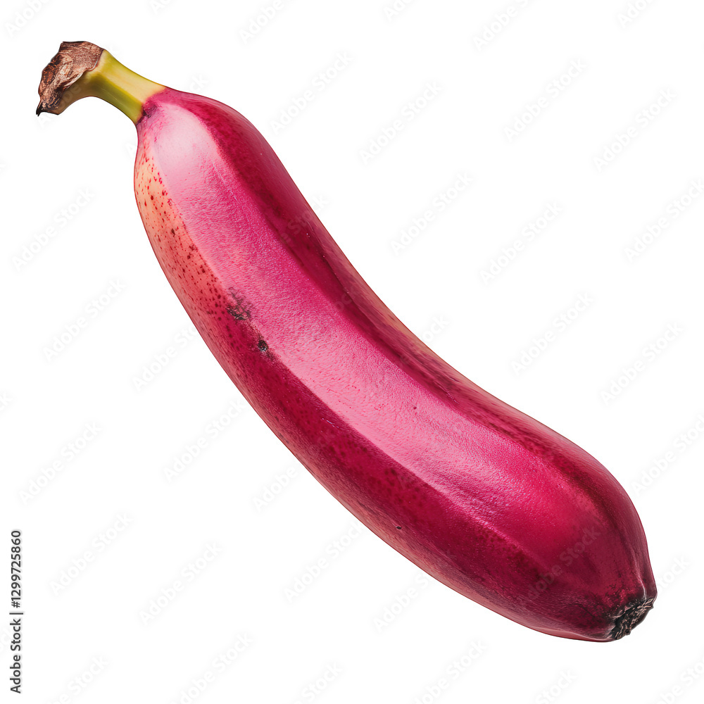Poster vibrant red banana. showcasing its smooth. glossy skin and distinctive shape the fruit is positioned