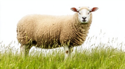 Obraz premium Meadow Sheep Isolated Scene with Isolated with White