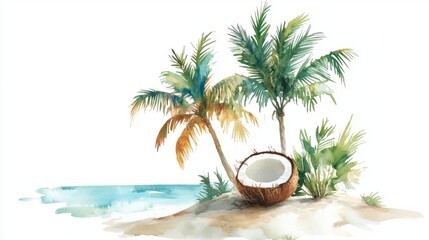 Obraz premium Tropical Beach Coconut Moment with White with Beach