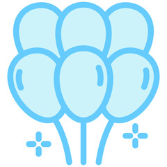 Balloons dual tone blue color, mini illustration icon. use for modern concept, print, UI, UX kit, web and app development. Vector EPS 10, related to entertainment, festival, funfair and hobbies.