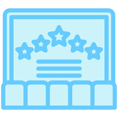 Cinema dual tone blue color, mini illustration icon. use for modern concept, print, UI, UX kit, web and app development. Vector EPS 10, related to entertainment, festival, funfair and hobbies.