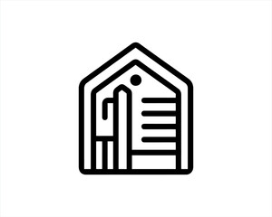 Real estate logo. Outline Building icon logo design vector illustration.