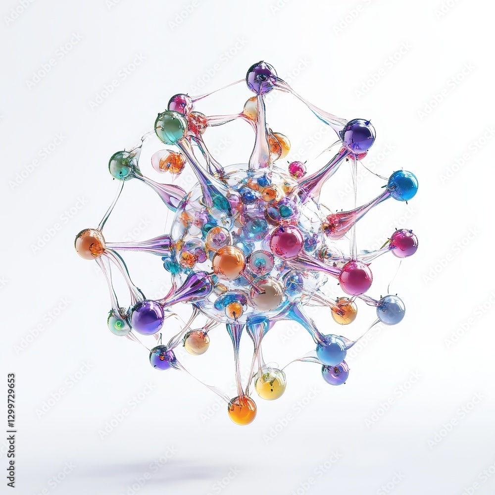 Aufkleber Abstract Colorful Network Sphere Structure Visualization