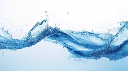 Abstract Blue Water Splash Wave on White Background