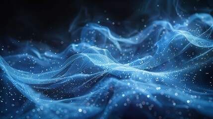Abstract Blue Particle Wave Background