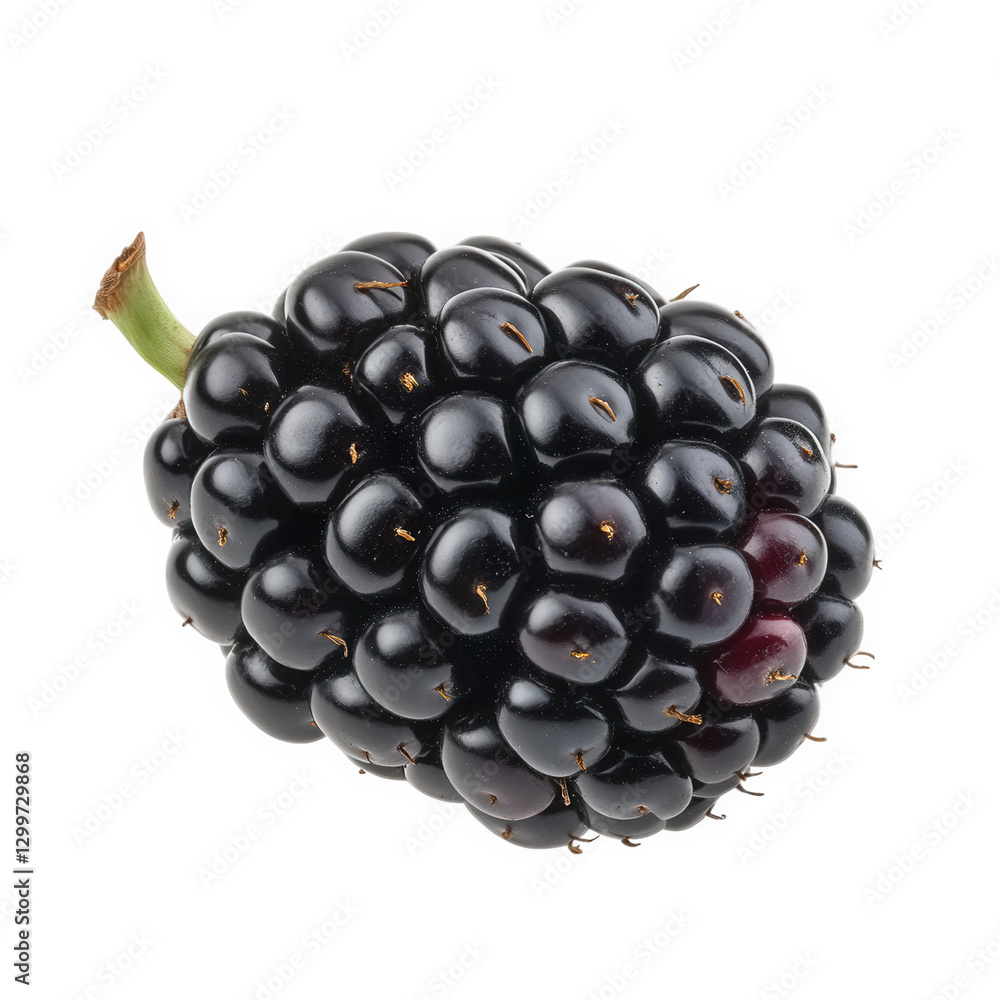 Poster close-up view of a ripe blackberry. showcasing its deep black color and plump. juicy texture the ber