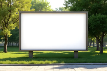 Fototapeta premium Blank billboard displaying advertising potential urban park advertising medium natural environment ground level marketing concept