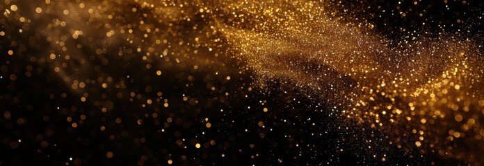 Obraz premium Abstract Gold Glitter Particles on Black Background