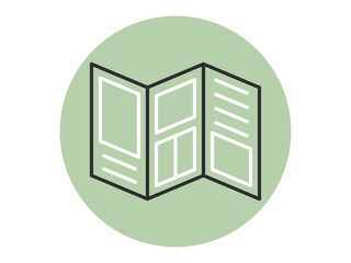 Trip and Vacation vector icon concept. Brochure icon. Traveling symbols outline vector line icons.