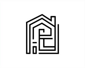 Real estate logo. Outline Building icon logo design vector illustration.