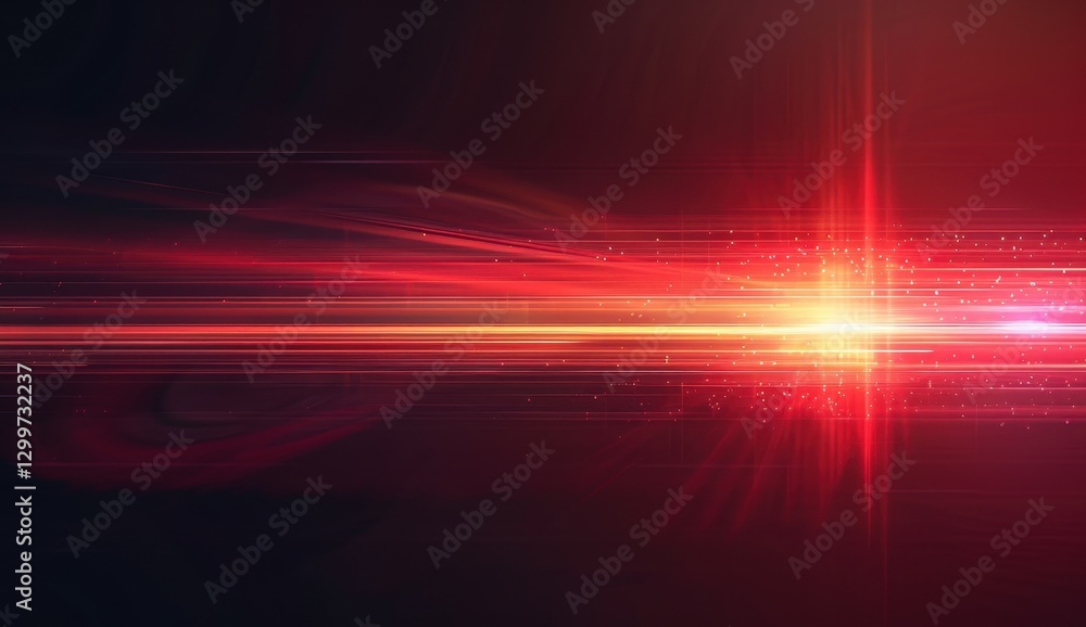 Poster abstract red light rays on dark background