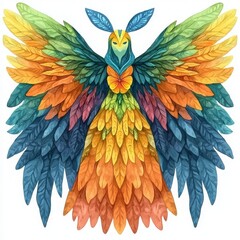 Obraz premium Colorful Avian Creature with Butterfly Accent.