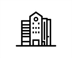 Real estate logo. Outline Building icon logo design vector illustration.