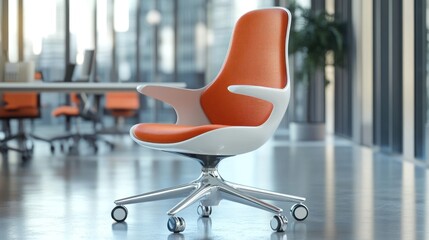 Orange modern office chair.