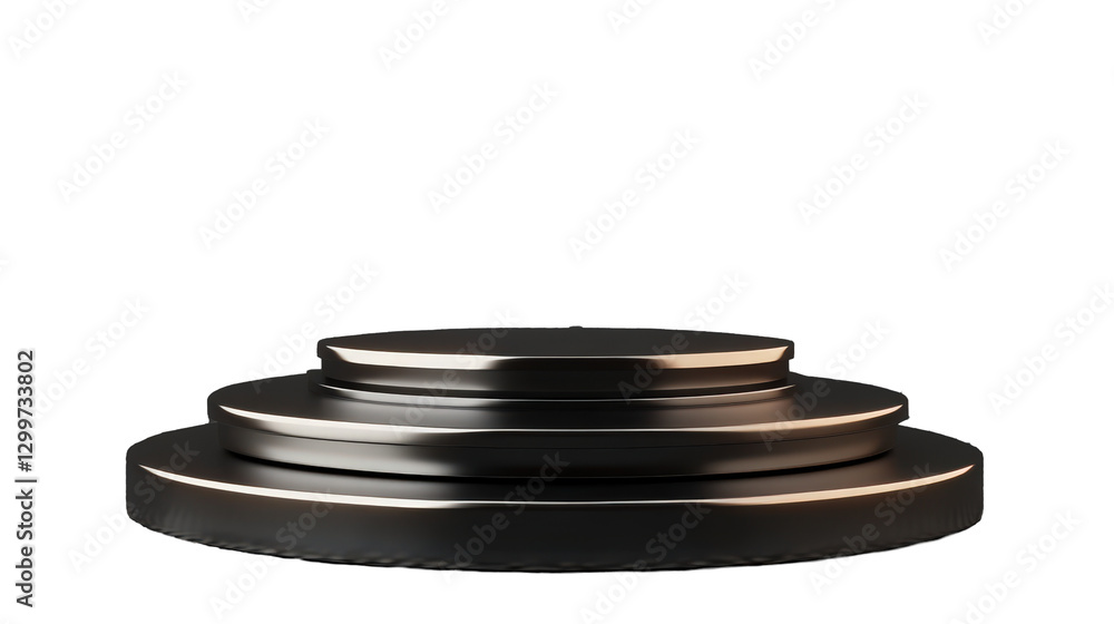 Poster elegant three tiered display platform in dark color with subtle highlighting
