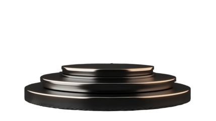 Elegant three tiered display platform in dark color with subtle highlighting