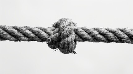Fototapeta premium Close-Up of a Knot in a Thick Rope Against a White Background