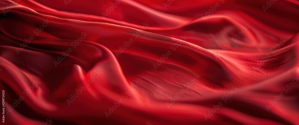 Poster close up of rich red fabric texture with soft drapes and subtle shimmer