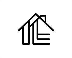 Real estate logo. Outline Building icon logo design vector illustration.