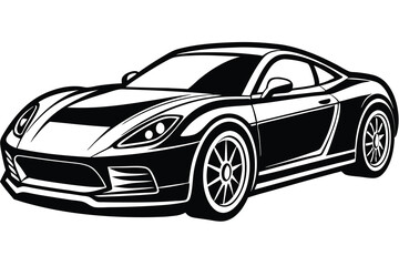 Obraz premium A Black And White Illustration Of A Car Sports Car Vector