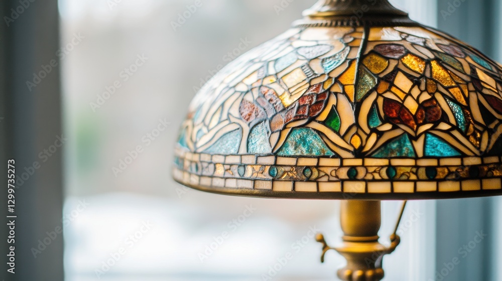Poster antique lamp with colorful patterns and soft gradients