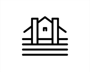 House icon logo design outline vector template.