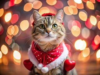 Valentine's Day Cat Costume Photography: Adorable Kitten in Romantic Outfit