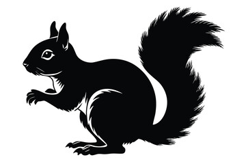 Obraz premium squirrel black silhouette isolated vector art Illustration with white background