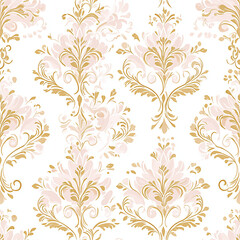 Delicate Lace-Inspired Seamless Pattern in Blush Pink and Champagne Gold
