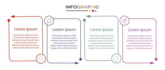 Obraz premium Vector Infographic label design template with icons and 4 options or steps. Can be used for process diagram,