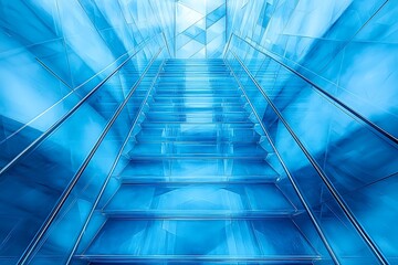 Obraz premium Blue Stairway Ascent in Glass Architecture
